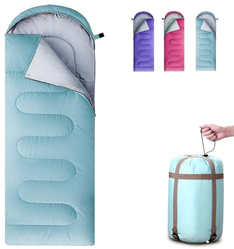 COLIKESEA Sleeping Bags for Adults, Teens & Kids - Use for 3-4 Seasons, Warm & Cold Weather - Lightweight,Waterproof, Use for Backpacking, Hiking and Camping (Sky Blue/Left Zip)