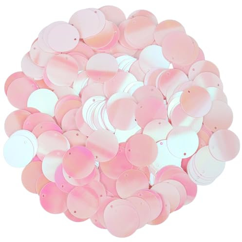 CABODYALS 380 Stück 20mm Rosa Flache Pailletten Runde Pailletten Kunststoff PVC Schillernde Glänzende Glitzer Pailletten Lose Pailletten Perlen Zum Nähen Basteln DIY Sticken Verzierungen