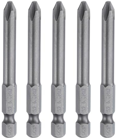 QUARKZMAN 5Pcs Embout de Tournevis Cruciforme Tige Hexagonale de 1/4 | Phillips #2 Ph2, en Acier S2, Longueur de 2,56 (65mm), Magnétique, À Tête Croisée, 0,236 (6mm) de Diamètre de Tige