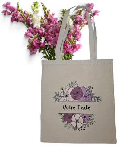 Tote Bag Personnalisable 100% Coton – Sac Réutilisable Écologique – Cadeau Unique avec Prénom ou Mot au Choix – Idéal Courses, Shopping, Plage, Travail – Lavable et Durable