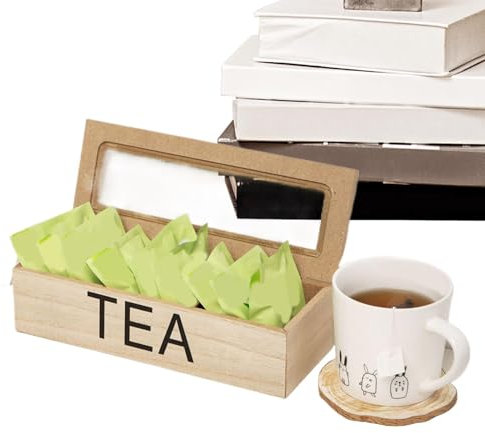 Scatola Da Tè In Legno Con 3 Scomparti, Scatola Porta Tisane In Legno, Pratica Scatola Per Le Bustine Di Tè, Controcesso Per Sala Da Tè, Soggiorno E Sala Da Studio 24x9x6.5 Cm