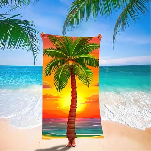 Palm Trees Large Beach Towels for Adults 60 x 30 inch, Orange Color Microfibre Beach Towel, Swimming Towels for Adults Quick Dry Sand Free Lightweight Sweat for Travel, Pool, Holiday, Camping ZH-U
