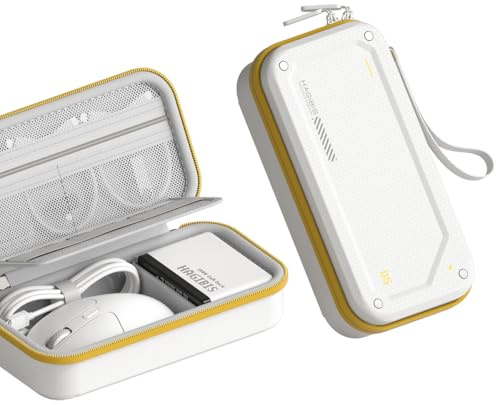 Hagibis Elektronisk organiserare, resväska, EVA, hårt skal, PU, bärbar bärväska för mus, laddare, kablar, powerbank, SD-kort, USB-flashskivor, tillbehör, Vitt, 9 x 4.7 x 2.7 inches, Hårt Eva skal