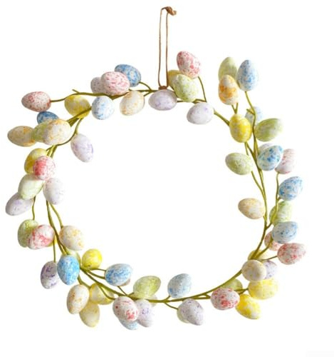 Couronne colorée de 36 cm avec œufs de Pâques Décoration festive pour portes et décorations murales