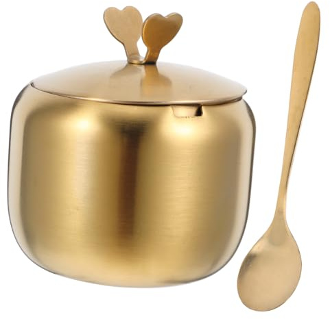 Healifty Tarros De Condimentos De Acero Inoxidable Especiero Con Tapa Cuchara Incluida Para Cocina y Almacenamiento De Especias