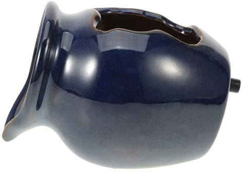 ZUNOXAZ Keramikbrunnen Jar mit Wasserfallfunktion Zirkulierender Zierbrunnen für Innen und Außen Dekoratives Gartenelement Kleiner Blauer Tonkrug Ökologisches Design