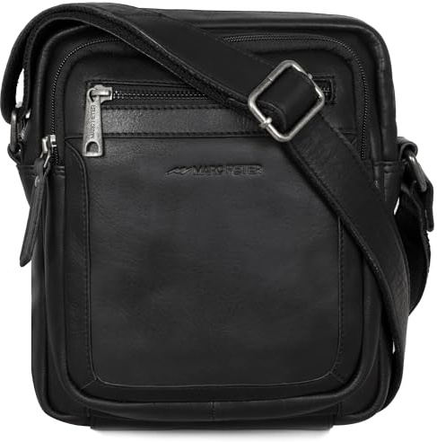 Marc Peter® Eugene Herren Ledertasche - Perfekt für Reisen & Alltag - Kleine Vintage Messenger Bag für 9.7 Zoll iPad - Moderne Schultertasche für Männer Echtleder