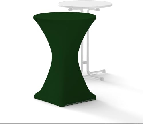 m unich sales 1 x Premium-Stehtischhusse Stretch 80 cm dunkelgrün, tannengrün, Hotel Qualität 210g m², mit Öko-Tex Siegel, Verstärkung im Fußbereich für Tische mit Ø 80cm - 85cm Durchmesser
