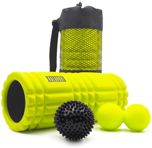 KALAHARI Foam Roller Set, 3 i 1 Plus E-Book träningsmanual – Muskelrulle, Jordnötsboll, Spiky Boll och bekväm Väska - Trigger Point Therapy och Myofascial Massage