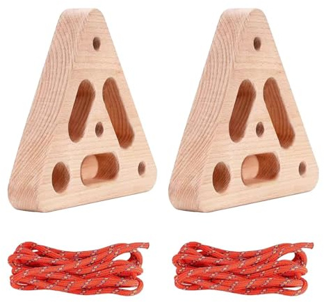 Hangboard portátil para escalada | Empuñadura de madera triangular con múltiples profundidades | Tabla de entrenamiento colgante con soporte para puerta | para garaje, sótano, apartamento, gimnasio