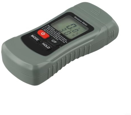 Jauge d'humidité du bois numérique avec feu LED pour bois de chauffage et bois de construction - Hygromètre précis du bois - Plage de mesure de 4 à 75 %