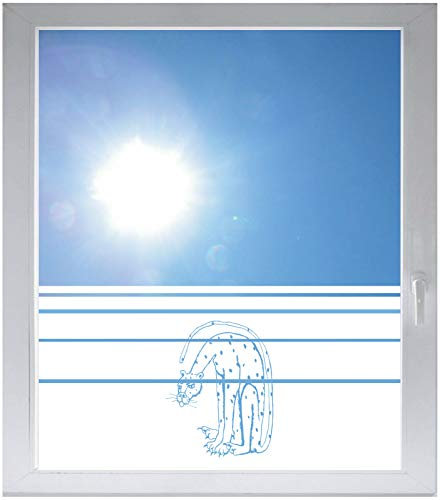 INDIGOS UG Sichtschutzfolie Glasdekorfolie Fensterfolie mit Motiv satiniert Blickdicht - E803 räuberische Tiger - 1000 mm Länge - 500 mm Höhe Streifen - selbstklebend - matt