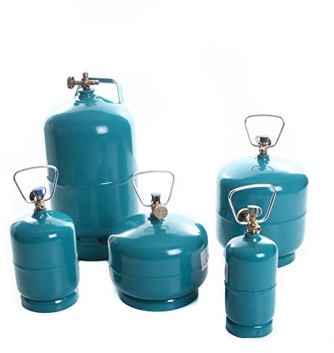 rg-vertrieb Leere befüllbare Gasflasche Propan Butan Camping Grill Gasbrenner Kochen Flasche wiederbefüllbar 0,5kg 1kg 2kg 3kg 5kg Umfüllschlauch Adapter wählbar (Gasflasche 5kg)