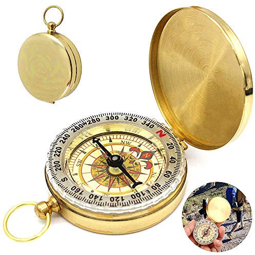 WELLXUNK Boussole Portable de Poche avec Chiffres Lumineux et Couvercle - Outil de Navigation pour Voyage, Randonnée, Exploration en Plein Air