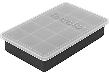 Tovolo Silicone Ice Cube Tray with Lid for Freezer Charcoal Gray, Dishwasher Safe BPA Free Silicone Ice Cube Mold Tray with Cover, Easy Release 1 Inch Ice Cube for Coffee Cocktails Bourbon Whiskey