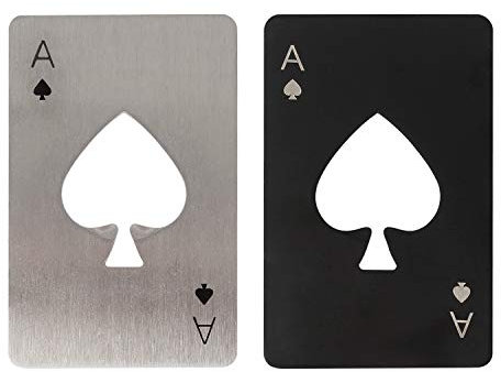 Tomedeks 2PCS Apribottiglie , Apribottiglia,Portachiavi apribottiglie, adatto per dimensioni portafoglio regalo per papà (nero e argento)