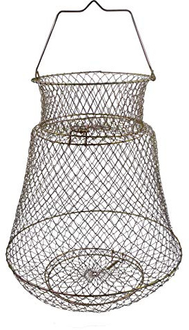 OperSeven Metal Rustproof Collapsible Fish Basket - Robust and Easy to Use Net Cage for Live Fish