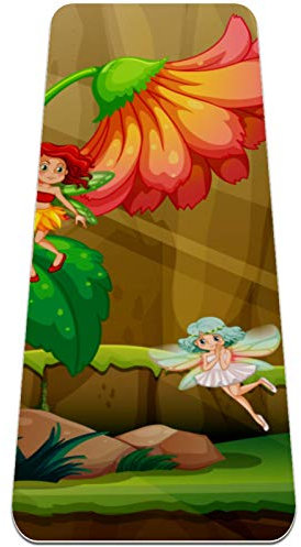 Eslifey Feen Flying Around The Flower Yoga-Matte, dicke rutschfeste Yogamatten für Damen und Mädchen, Trainingsmatte, weiche Pilates-Matten, (182,9 x 61 cm, 0,6 cm dick)