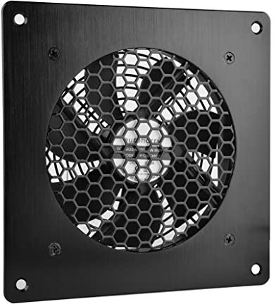 euroharry USB Ventilator,120MM Lüfter,Mit 3-Gang verstellbarem 5V/0.3A USB-Lüfter,mit einer modernen gebürsteten schwarzen Aluminiumrahmen,für Heimkino AV Schrank Kühlun