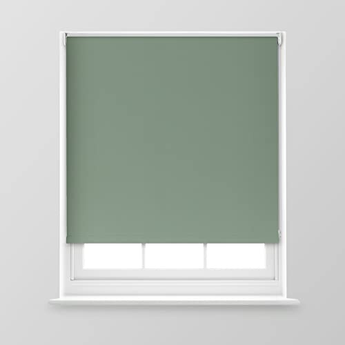 Trimmable Blackout Roller Blind - 6FT - SAGE - 180cm(W) x 170cm(L) | Polyester Thermal Blackout Roller Blind with Trim-To-Size Fit, Blocks Light, Retains Warmth, Ideal for Bedrooms & Lounges