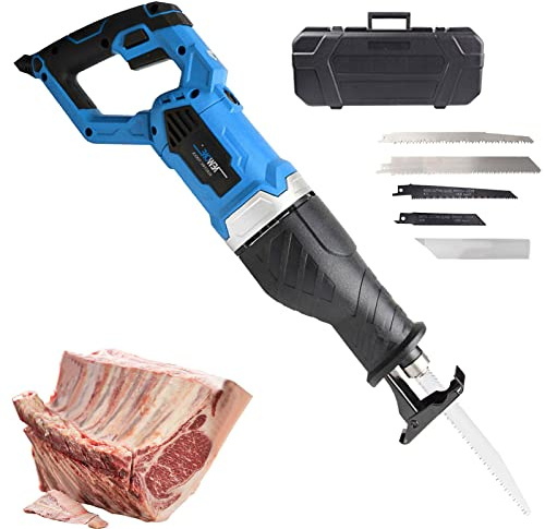 Scie À Os Boucher Professionnel Scie, Scie Viande Électriques 900w/1300w, 4 Lames de Scie pour Couper Viande Congelée, Os, Métal, Bois, Plastique, Commercial et DomestiqueBlue-1300W