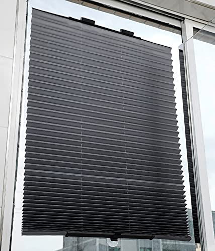 LLPEIJIE026 Plissee mit Saugnäpfen,Blickdichtes Faltrollo,Fensterrollo Sonnenschutz Verdunkelungsrollo Sichtschutz Rollo,KraftHaftSauger,für Büro/Arbeitszimmer/Auto,ohne Bohren (80x185cm/31.5x73in)