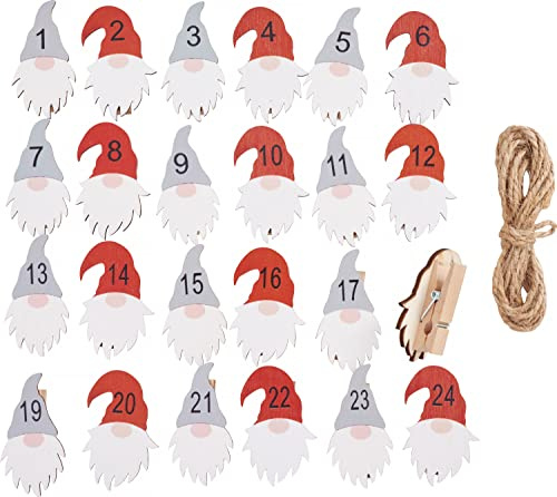 VBS Adventszahlen auf Klammer 1-24 Doolin 4.5 cm Adventskalender-Zahlen 25 Teile bemalt Holz für Advent