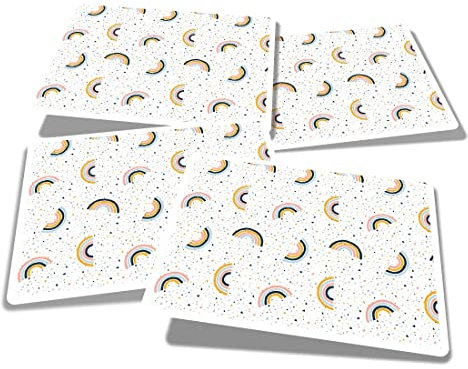 Vinyl Rectangle Stickers (Set of 4) 10cm - Geometric Rainbow Pattern for Laptops, Tablets, Luggage, Scrap Booking, Fridges #51006