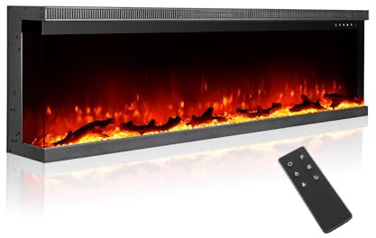 M.C.Haus Camino Elettrico di Lusso a 3 Lati con 3 Modalità di Installazione, Caminetto da Incasso su Parete Multimediale, Effetto Fiamma Elettrica con 9 Colori, 1800W, 153 cm/60, Nero