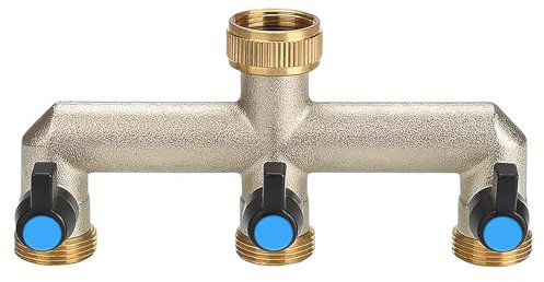 POPOYU Y Verteiler 3/4 Zoll,Gartenschlauch Verteiler 3 Wege 3/4,Schlauchanschluss,Wasserschlauch Verteiler,Messing Gartenschlauch Zubehor für Garden Hose Quick Connection Wasserhahn Freien