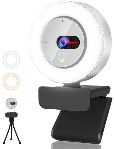 Camii Cámara web 2K con luz, sensor Sony incorporado, cubierta de privacidad