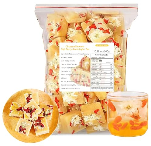 Chrysanthemum Goji Rock Sugar Tea 300g Single Packaging Rock Sugar Cubes with Chrysanthemum Sweet Taste with Floral Amora