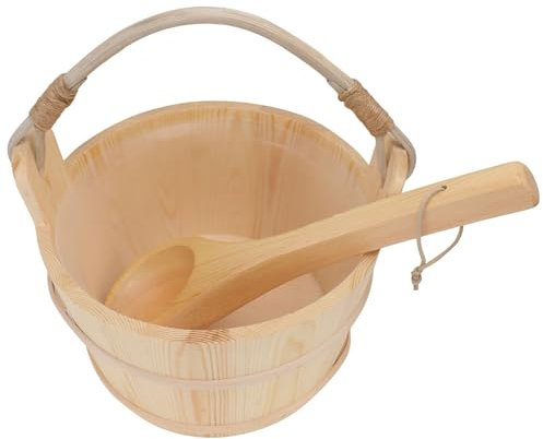 Supvox 1satz Klassisches Holz-saunakübel-set Mit Kunststoffauskleidung Und Holzschaufel Praktisches Sauna-zubehör Für Bad Spa Und Schwimmbad