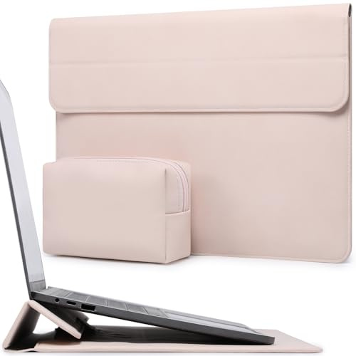 HYZUO 15-16 Tum Laptopväska Fodral med Stativfunktion, Aprikos | för MacBook Pro 16 M5-M1 Pro/Max A3428 A3429 2026-2019, XPS 15, MacBook Pro 15 2015-2012, Samsung Galaxy Book Pro/Flex 15