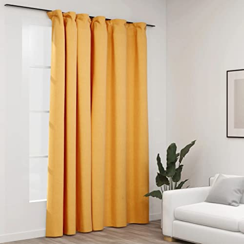 FENLAX Verdunkelungsvorhang mit Haken Leinenoptik Gelb 290x245 cm Vorhänge Büro Gardinen Verdunkelnd Schlafzimmer Vorhang Modern Wohnzimmer Gardinen Schlafzimmer Gardinen Privatsphäre Schützen