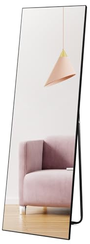 Hoikwo Full Length Mirrors 59x16 inches,Standing Mirror 150x41cm with Black Frame for Bedroom, Living Room or Bathroom