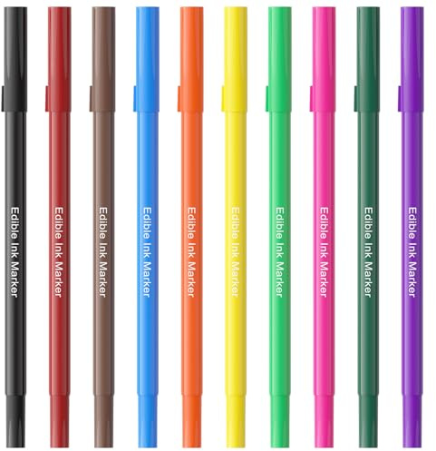 Jewem Edible Markers Food Coloring Pens 10Pcs Double Sided 0.5mm Tip