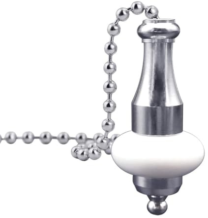 JYTDBCS Light Pull Chain Extension with Ball Chain 100 cm Length Bathroom Toilet Light/Ceiling Light Fan Switch/Blind Cord Pull Handle Weight Pull Cord - Brushed Chrome with White Ceramic