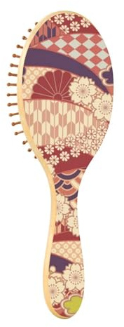 Cepillo de madera tradicional rojo japonés Ukiyo-e flor de madera cepillo de pelo cepillo de madera para masaje de cabello cepillo de pelo