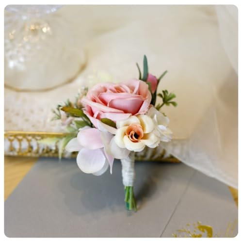 Pmnzdy Bröllop boutonniere ros corsage nål knappblomma korsett bröllopskorsage sidenblomma blomma blomma dekor bröllop tillbehör brudgum best man för bröllop bankett dansfester rosa