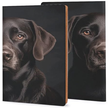 Leder-Notizbuchhülle, strapazierfähige Buchumschläge, schwarzer Laborhund bedruckt, wasserdicht, schützt Notizbücher, Bücher und ist für Büro und Schule geeignet