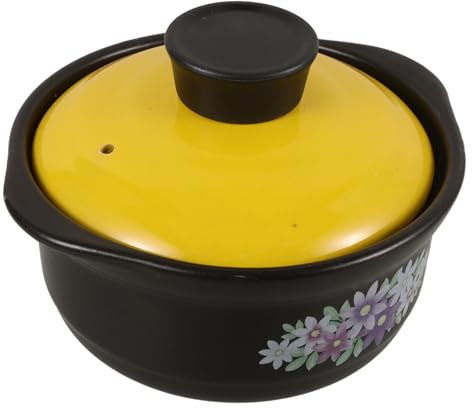 Ciieeo Cazuela De Barro Para Guisos 1.3l De Arcilla Refractaria Resistente Al Calor Tapa, Utensilios De Cocina Para Uso Doméstico y Restaurante, Apta Para Estofados y Sopas, Multicolor