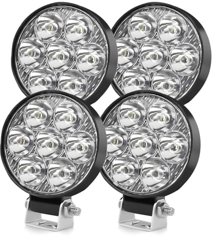 BraveWAY 2.5 Pouces 24W Rond Phare De Travail Led 12v 24v, 4PCS Mini Phare De Travail Led IP68 6500K, Pour VéHicules Tout Terrain Voitures ATV UTV SUV, Camions, Motos, Machines Agricoles, Tracteur