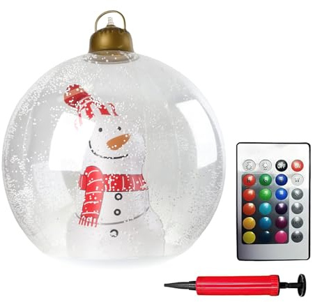 Eznaobo Pallina di Natale gonfiabile luminosa da 61 cm in PVC con luce LED – Grandi palline di Natale gonfiabili riutilizzabili (C)