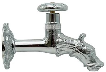 L'ARTISTICA F.LLI PERINCIOLI | Rubinetto Artistico a Vitone con Rosone Grande e Portagomma 1/2 M Cromo, Rubinetto in Ottone per Fontane a Colonna o Muro, 115x150mm