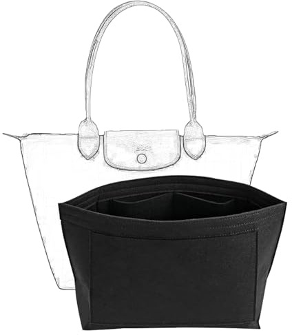 Longchamp Le Pliage Handtaschen Organizer aus Filz, Große Kapazität Handtasche Einsatz, (organizer Schwarz, M)
