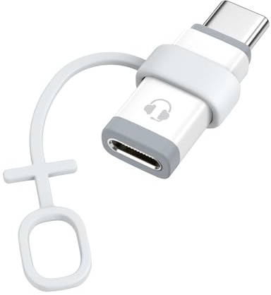 MoKo Lightning auf USB C Adapter Audio für iPhone Air 17 16 15 Pro Max iPad | Lightning auf USB C Adapter mit Line Control für Kopfhörer, Nicht zum Aufladen/Datenübertragung, Weiß
