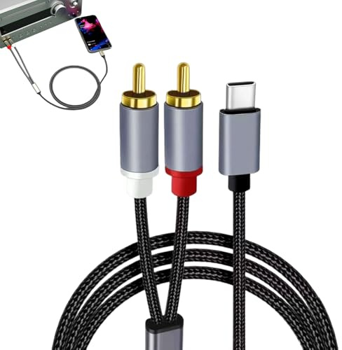 Qianeffort 1M USB C to RCA Audio Cable, Red and White, Compatible with iPhone 15 Pro Max, Huawei, Samsung Galaxy, Laptop, Car Stereo, Home Theater