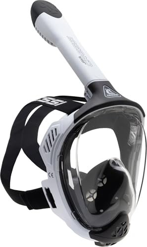 CRESSI Java Full Face Mask White/Black S/M - Maschera Snorkeling Integrale Unisex, Lente Ultra Chiara Anti Fog, 100% Silicone, Snorkel Dry con Valvole Sicurezza, Bianco/Nero, S/M