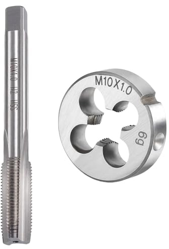 LUMOOM Gewindebohrer M10 x 1, HSS Gewindebohrer Schneideisen, Metrisch Gewindeschneider, Handgewindebohrer Feingewinde, Gerade Geriffelt Gewindeschneider
